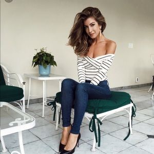 Off the shoulder striped top